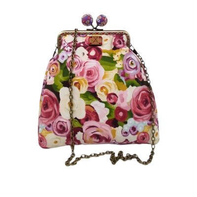 Borsa a Mano Floreale "Petali e Charms" con Catena Vintage