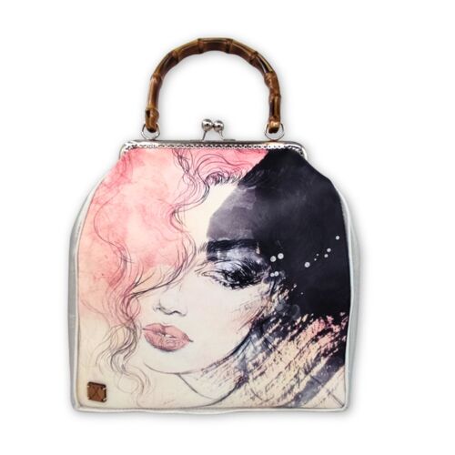 "Muse of Dawn" Artistic Handbag with Bamboo Handle