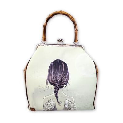 „Serenity Flight“ Künstlerische Handtasche mit Bambusgriff