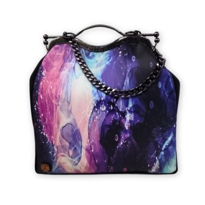 "Galactic Dream" Abstract Art Handbag with Sleek Chain