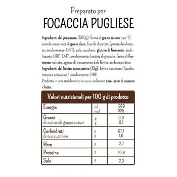 Préparation pour la Focaccia traditionnelle des Pouilles du Molino Rossetto - 500 gr 2