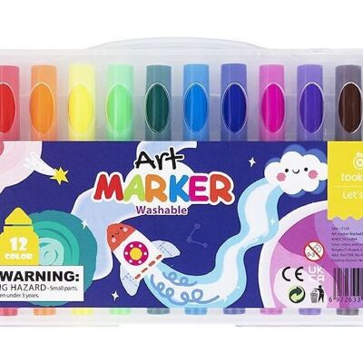Embalaje de marcadores lavables 12 colores.