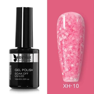 Esmalte en gel Beautilux --Copos de nieve XH-10