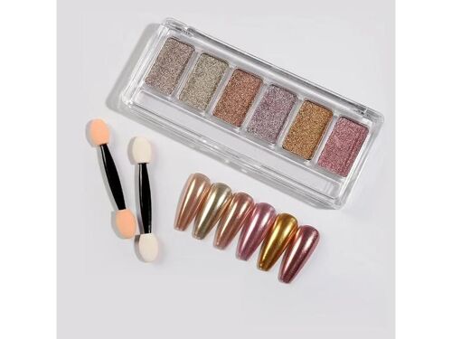 6 Colors Chrome Mirror Powder Pallete MJF6-01