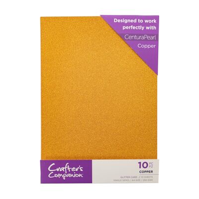 Paquete de 10 hojas de tarjetas con purpurina Crafter's Companion - Cobre