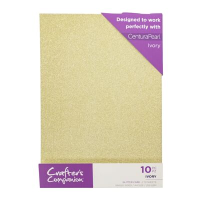 Pack de 10 feuilles de cartes à paillettes Crafter's Companion - Ivoire