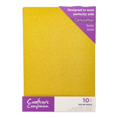 Paquete de 10 hojas de tarjetas con purpurina Crafter's Companion - Oro solar
