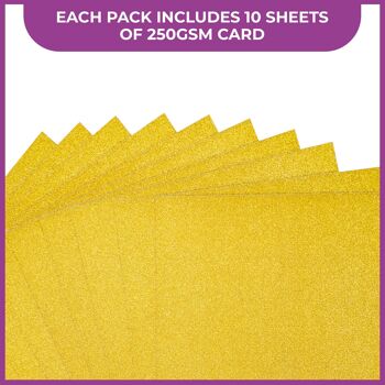 Pack de 10 feuilles de cartes à paillettes Crafter's Companion - Or solaire 5