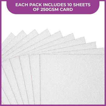 Pack de 10 feuilles de cartes à paillettes Crafter's Companion - Argent pâle 5