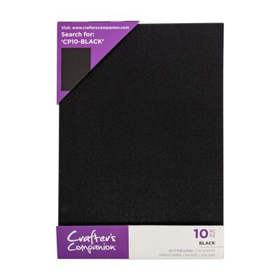 Crafter's Companion Paquete de 10 hojas con purpurina, color negro