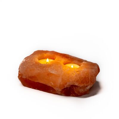 Natural Himalayan Salt 2 Hole Tea Light Holder