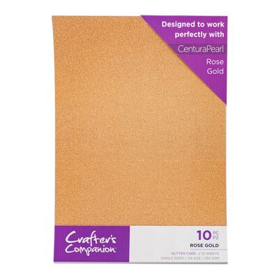 Paquete de 10 hojas de tarjetas con purpurina Crafter's Companion - Oro rosa