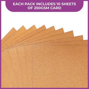 Pack de 10 feuilles de cartes à paillettes Crafter's Companion - Or rose 5