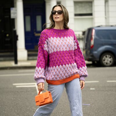 Marissa – Pullover mit Blasenstich und Streifen - Mehrfarbig