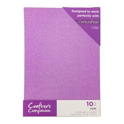 Paquete de 10 hojas de tarjetas con purpurina Crafter's Companion - Lila