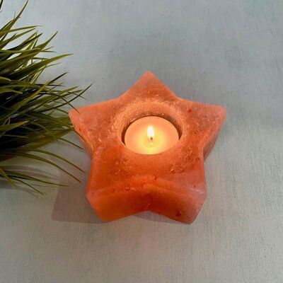 Kerzenhalter aus Sternsalz (rosa) (Karton mit 16 Stück)