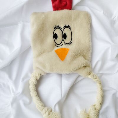 Chicken-shaped flat dog toy - Giselle