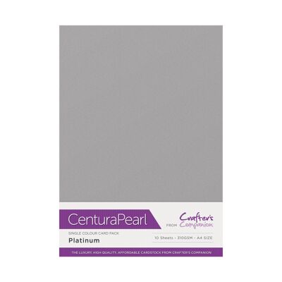 Crafter's Companion Centura Pearl, confezione da 10 fogli A4, colore singolo, platino