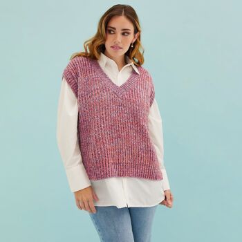 Gilet tricoté torsadé Sara à col en V - Multicolore 4