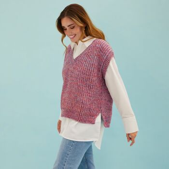 Gilet tricoté torsadé Sara à col en V - Multicolore 5