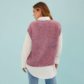 Gilet tricoté torsadé Sara à col en V - Multicolore 8