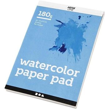 Bloc de papier aquarelle - Blanc - Format au choix - 180 g/m² - 20 feuilles 3