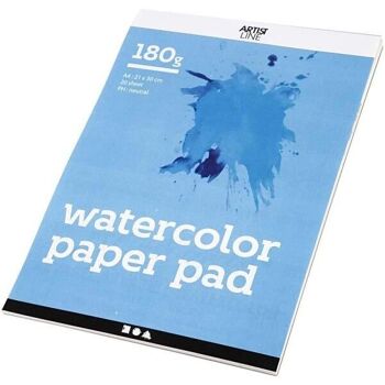 Bloc de papier aquarelle - Blanc - Format au choix - 180 g/m² - 20 feuilles 4