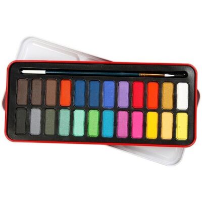 Watercolor box - 24 pans + 1 brush