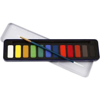 Caja de acuarelas - Colortime - 12 recipientes + 1 pincel