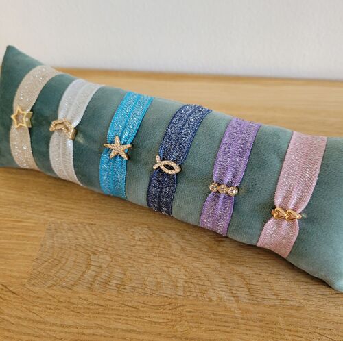 LOLA - 6 Bracelets ruban élastique - ajustable - femme - enfant - cadeaux - Showroom été - plage