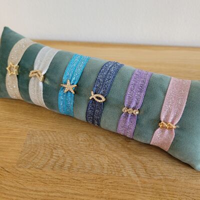 LOLA - 6 Bracelets ruban élastique - ajustable - femme - enfant - cadeau - bijoux