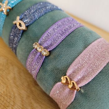 LOLA - 6 Bracelets ruban élastique - ajustable - femme - enfant - cadeau - bijoux 2