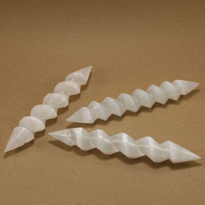 Baguettes spirales en cristal de sélénite 16 cm