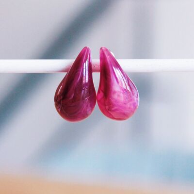 Stainless steel color drop earring – magenta