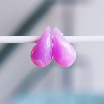 Boucle d’oreille goutte couleur acier inoxydable – lilas