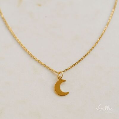 Stainless steel moon necklace - 45 cm chain + 5 cm extension