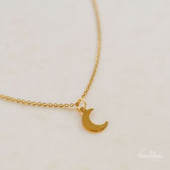 Collier lune en acier inoxydable - chaine de 45 cm + 5 cm d'extension 2