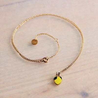 Stainless steel fine chain with lemon – yellow/gold