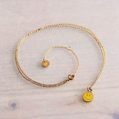 Stainless steel fine chain with smiley – yellow/gold