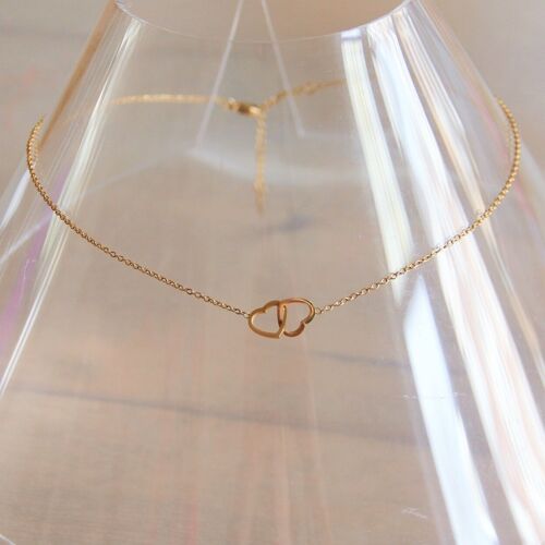 Stainless steel fine chain with infinity heart charm – gold