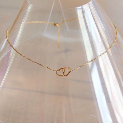 Cadena fina de acero inoxidable con dije de corazón infinito – dorado