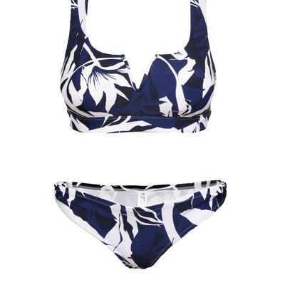 Marineblaue/weiße vorgeformte Bikini-Sets für Damen