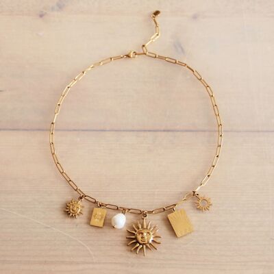 Charm-Halskette ‚Follow the Sun‘ – Gold