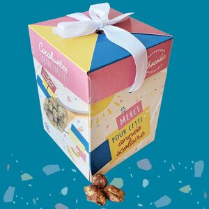 CHOCODIC - COFFRET MAXI CUBE CACAHUETES GRILLEES ET CARAMELISEES - CADEAU FIN D'ANNEE SCOLAIRE ECOLE à offrir Maître, Maîtresse ou ATSEM