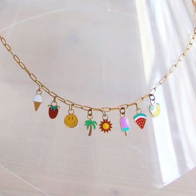 Charm necklace 'Happy Summer' – gold