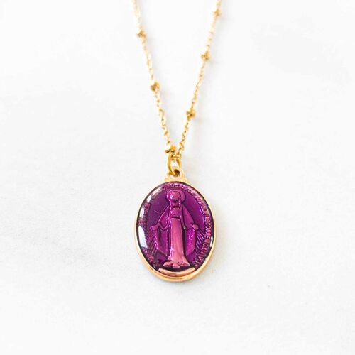 Collier Rainbow Mary Médailles Violet