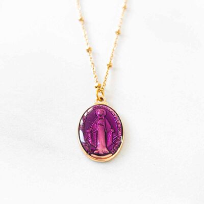 Rainbow Mary Necklace Purple Medals