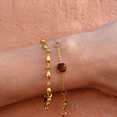 Fine bracelet with Brown Willow stones | Handmade jewelry in France