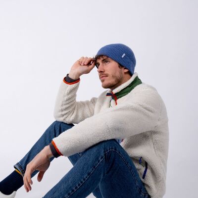 Cappello in lana di agnello blu denim