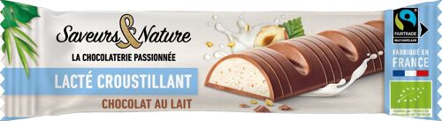 BARRE LACTÉ  CROUSTILLANT  ENROBÉE DE  CHOCOLAT AU LAIT